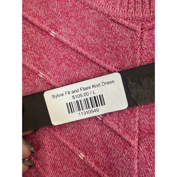 NWT Adelyn Rae Pink Fit Flare Dress L Sylvie Knit $105 - Picture 6 of 9